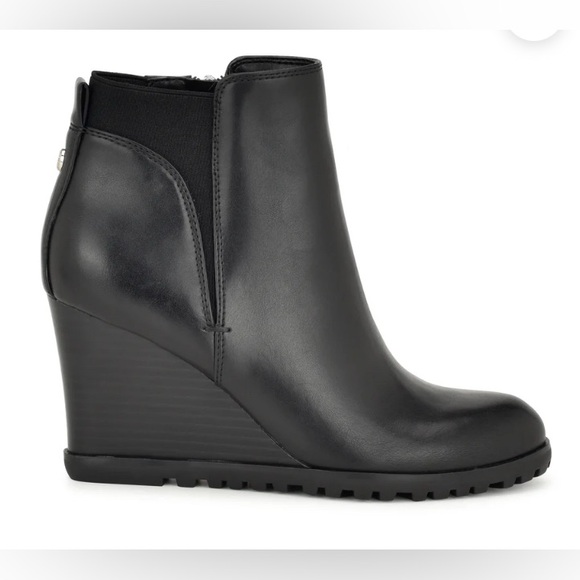 🟠 NINE WEST LEATHER CURTIS WEDGE ANKLE BOOTIE - BRAND NEW - WOMENS SIZE 9.5 🟠 - Picture 1 of 8